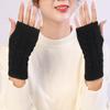 ECYC Winter Knitted Arm Warmers Fingerless Gloves, Crochet Long Gloves with Thumb Hole Knit Mittens for Women view 4