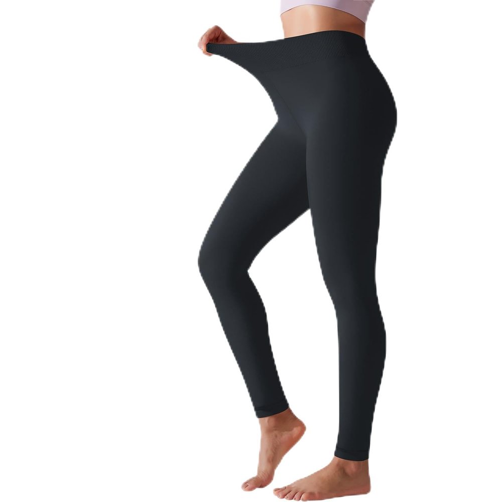 Iserkafe Fleece Lined Tights Women Winter Warm Thick Tights Thermal Velvet Pants Tummy Control Soft Stretchy Black,Footless