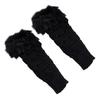 ECYC Women Faux Fur Arm Warmers Gloves, Knitted Fingerless Gloves Winter Warm Crochet Knit Mittens with Thumb Hole view 1