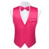 Barry.Wang Mens Hot Pink Formal Suit Vest V-neck Slim Fit Casual Waistcoat Bowtie Set for Party Suit view 2