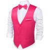 Barry.Wang Mens Hot Pink Formal Suit Vest V-neck Slim Fit Casual Waistcoat Bowtie Set for Party Suit view 3