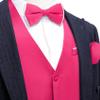 Barry.Wang Mens Hot Pink Formal Suit Vest V-neck Slim Fit Casual Waistcoat Bowtie Set for Party Suit view 4
