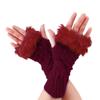 ECYC Women Faux Fur Arm Warmers Gloves, Knitted Fingerless Gloves Winter Warm Crochet Knit Mittens with Thumb Hole view 1
