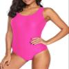 Pink Swimsuit Women One Piece Bathing Suit Sexy Swimwear Modest Teens Swimsuit Hot Pink 6-8 view 3