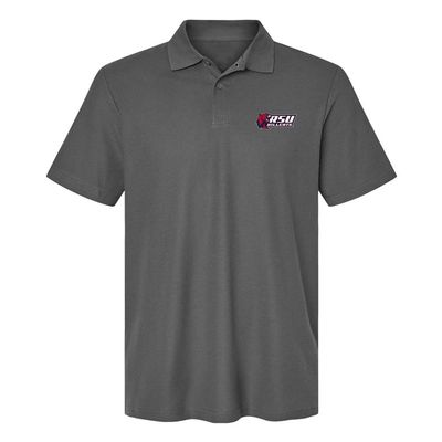 Campus Lab Rogers State University Primary Logo Men's Adult 100% Cotton Knit Polo Shirt, Charcoal, XX-Large