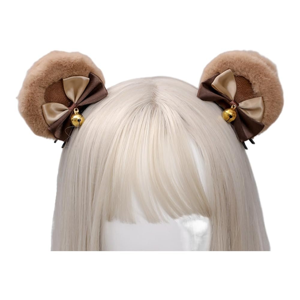 1 Pair Kawaii Round Teddy Bear Ear Hair Clips Brown Headband Cosplay Halloween Animal Ears Clips Flannel Hair Accessories