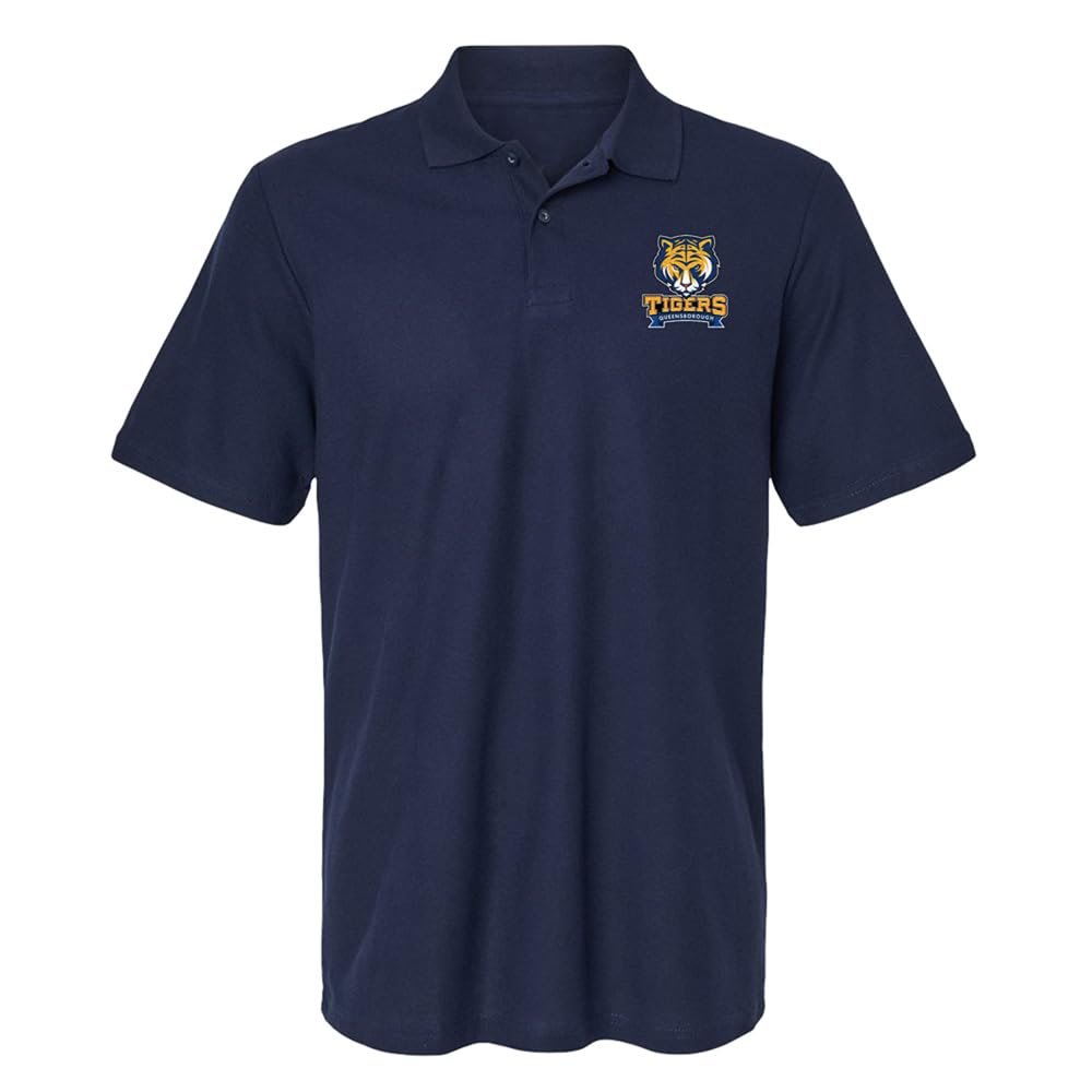 Campus Lab Queensborough Community College Primary Logo Men's Adult 100% Cotton Knit Polo Shirt, Navy, XX-Large