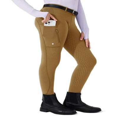 Willit Girls Fleece Horse Riding Pants Equestrian Breeches Kids Winter Riding Tights Thermal Schooling Tights Coffee XXL