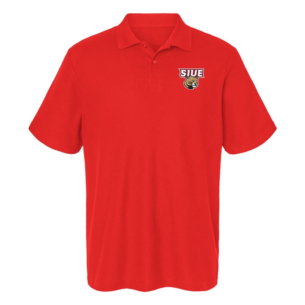 Southern Illinois University Edwardsville Primary Logo Men's Adult 100% Cotton Knit Polo Shirt, Red, XX-Large