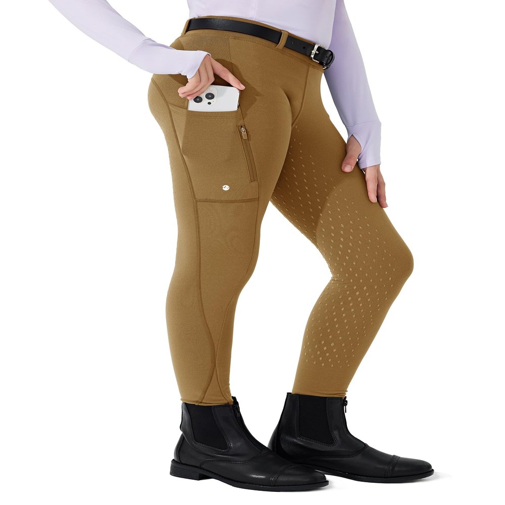 Willit Girls Fleece Horse Riding Pants Equestrian Breeches Kids Winter Riding Tights Thermal Schooling Tights Coffee M