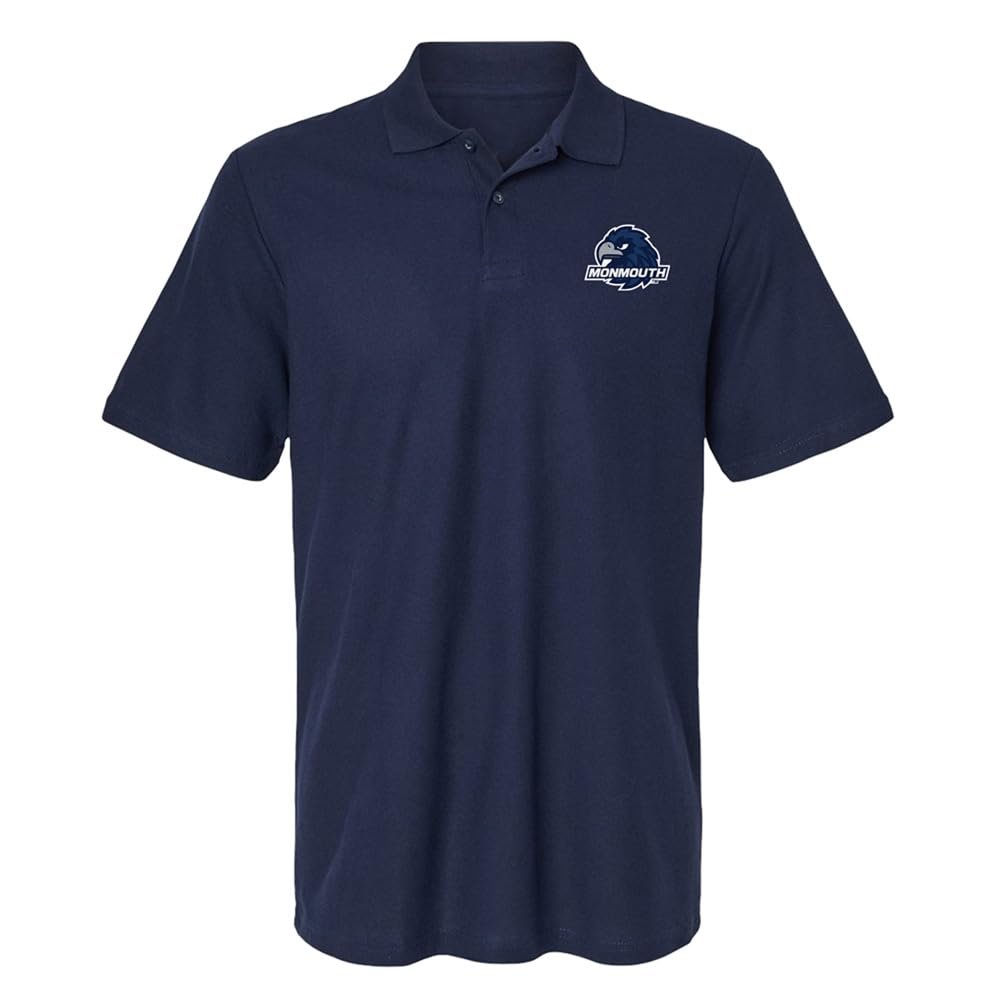 Campus Lab Monmouth University Primary Logo Men's Adult 100% Cotton Knit Polo Shirt, Navy, XX-Large