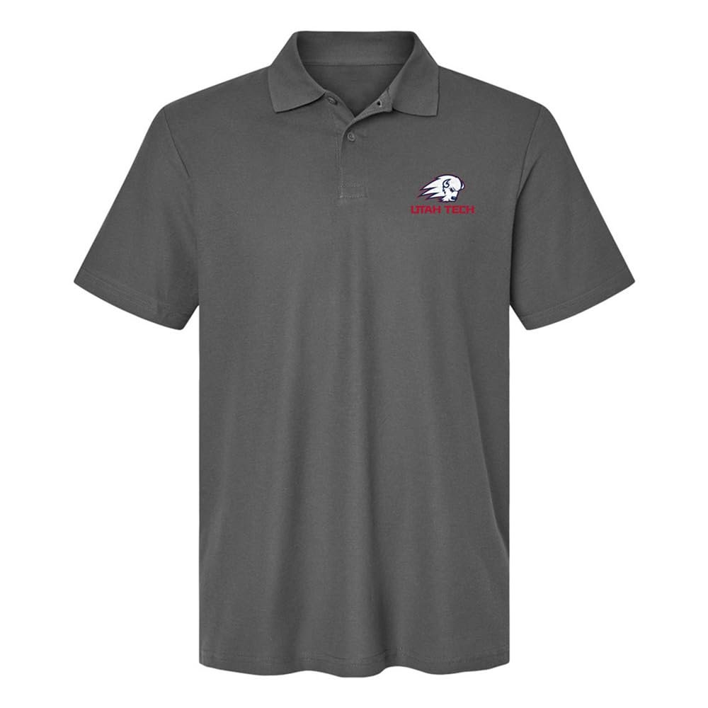 Campus Lab Utah Tech University Primary Logo Men's Adult 100% Cotton Knit Polo Shirt, Charcoal, XX-Large