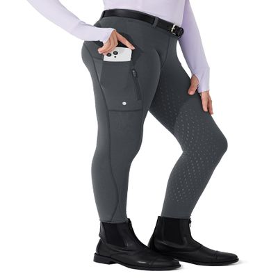 Willit Girls Fleece Horse Riding Pants Equestrian Breeches Kids Winter Riding Tights Thermal Schooling Tights Deep Gray XL