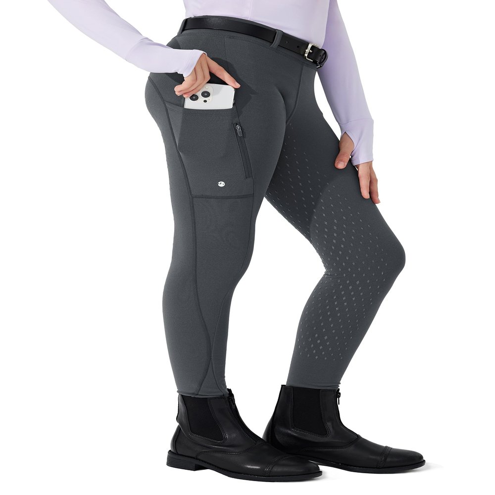 Willit Girls Fleece Horse Riding Pants Equestrian Breeches Kids Winter Riding Tights Thermal Schooling Tights Deep Gray XL