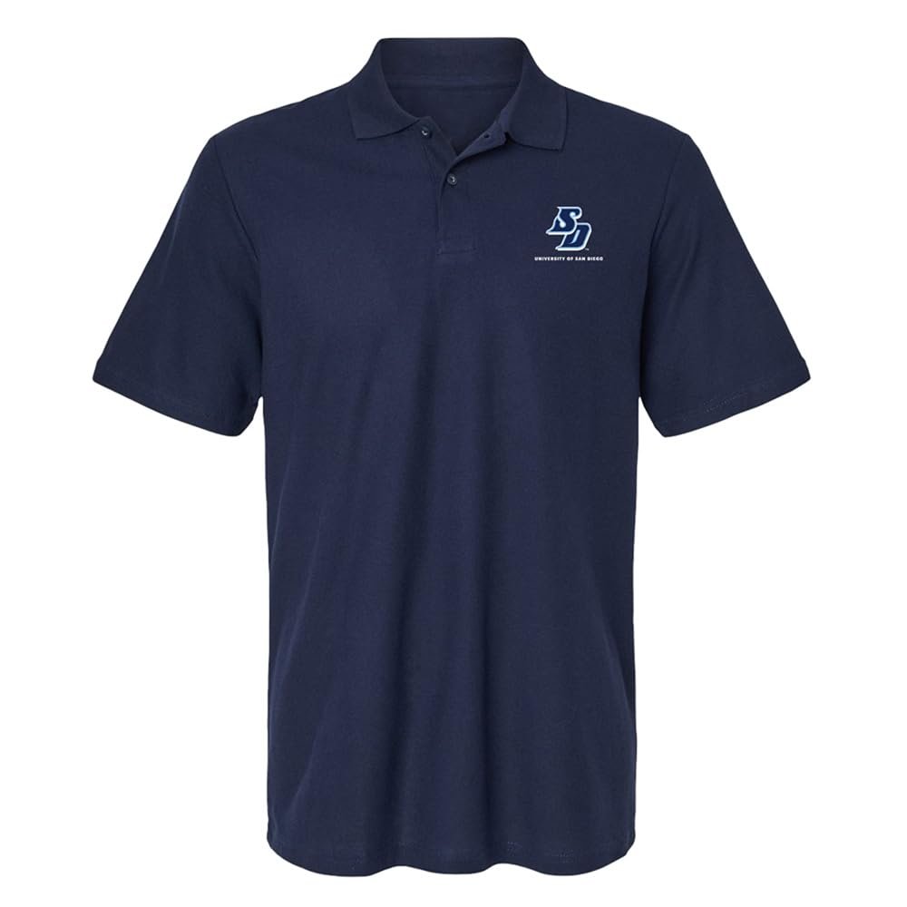 University of San Diego Primary Logo Men's Adult 100% Cotton Knit Polo Shirt, Navy, XX-Large
