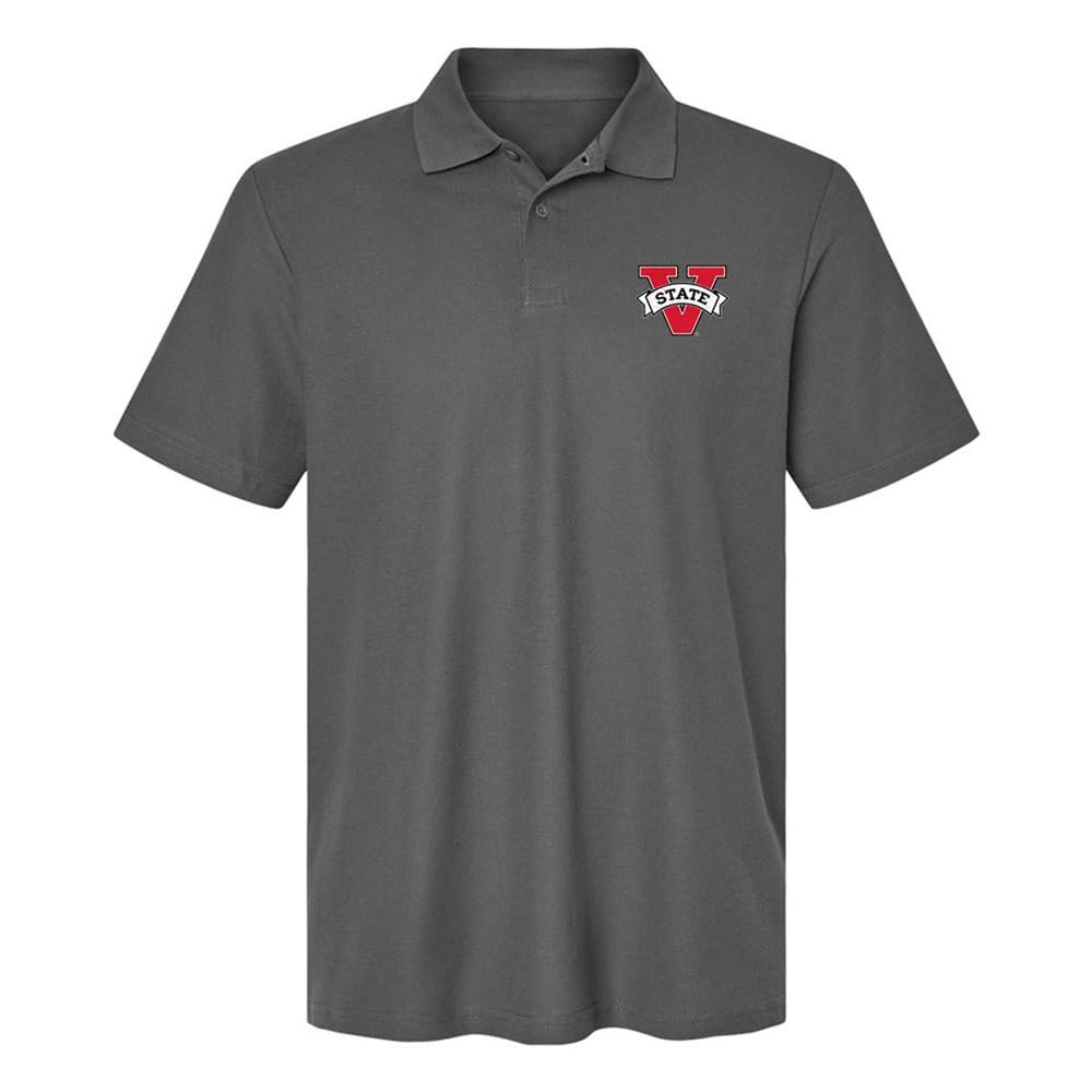 Campus Lab Valdosta State University Primary Logo Men's Adult 100% Cotton Knit Polo Shirt, Charcoal, 3X-Large