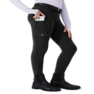 Willit Girls Fleece Horse Riding Pants Equestrian Breeches Kids Winter Riding Tights Thermal Schooling Tights Black L