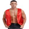 LiiYii Men's Arabian Prince Vest Tops Sleeveless V Neck Vest Cardigan Waistcoat for Halloween Burgundy Small view 1