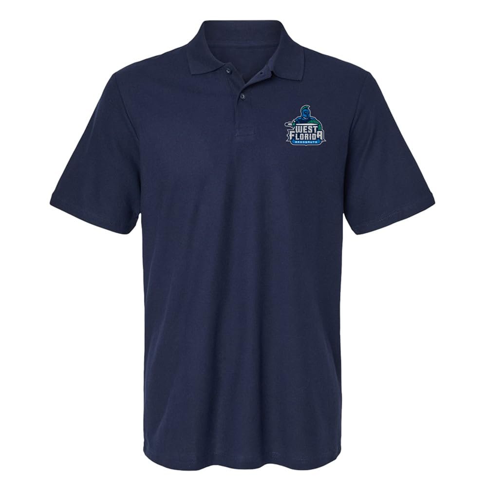 Campus Lab University of West Florida Primary Logo Men's Adult 100% Cotton Knit Polo Shirt, Navy, XX-Large