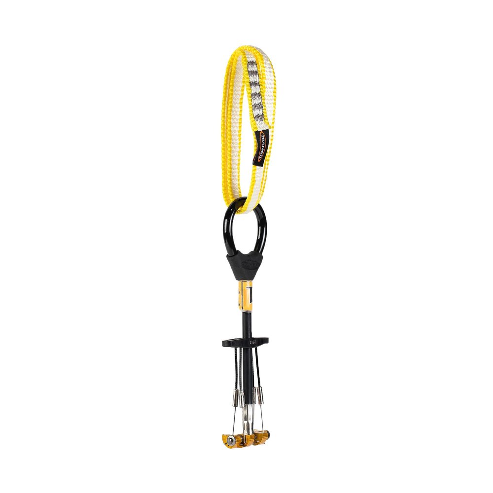 TRANGO Flex Cam w/Flexible Shaft & Extendable Sling (1-Yellow, 8kN, 11-17mm) | Rock Climbing Passive Anchor Protection