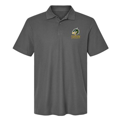 Campus Lab Tiffin University Primary Logo Men's Adult 100% Cotton Knit Polo Shirt, Charcoal, XX-Large