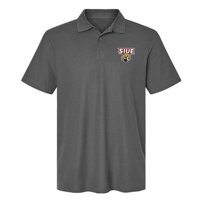 Campus Lab Southern Illinois University Edwardsville Primary Logo Men's Adult 100% Cotton Knit Polo Shirt, Charcoal, 3X-Large