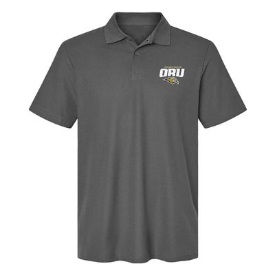 Campus Lab Oral Roberts University Primary Logo Men's Adult 100% Cotton Knit Polo Shirt, Charcoal, XX-Large