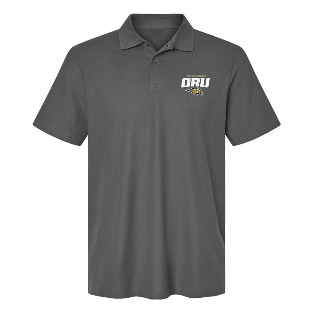 Campus Lab Oral Roberts University Primary Logo Men's Adult 100% Cotton Knit Polo Shirt, Charcoal, XX-Large