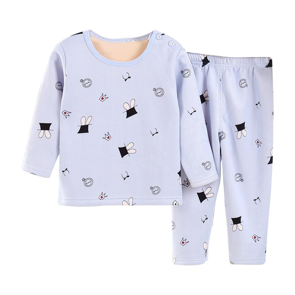 Toddler Girl Boy Cartoon Print Top Pants Casual Loose Home Wear Set For 0 To 7 Years Teen Girl (Light Blue, 3-4 Years)