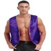 LiiYii Men's Arabian Prince Vest Tops Sleeveless V Neck Vest Cardigan Waistcoat for Halloween Dark Purple XX-Large view 1
