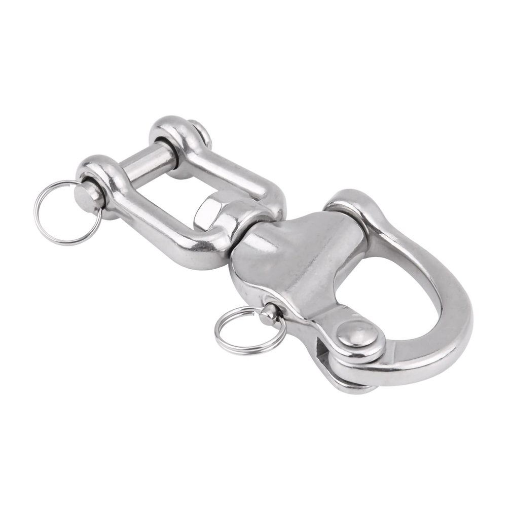 JOROBURO 316 Stainless Steel Swivel Snap Shackle for Sailboat Spinnaker Halyard, Marine Boat Swivel Shackle, for Quick Release Shackles Marine Boat Swivel for Shackle Swivel(128mm / 5in)