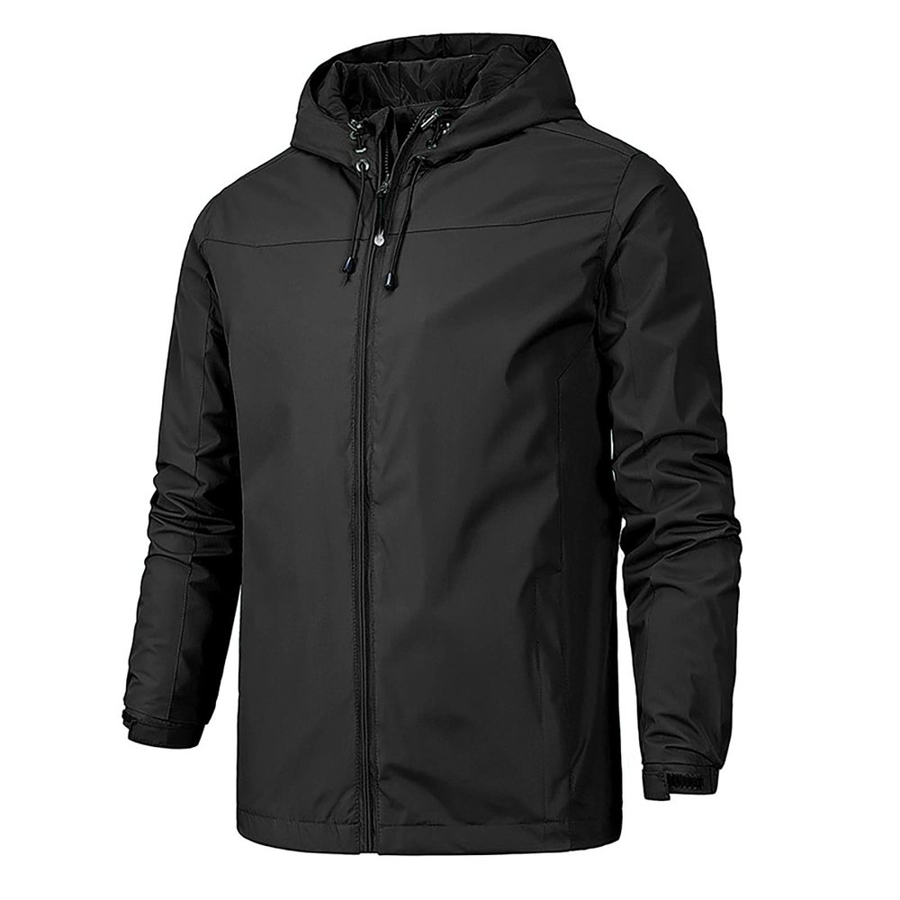Ymosrh Long Jacket for Men, Lightweight Nylon Windbreaker & Water Resistant Rain Jacket Mens Men's Light Jacket Raincoat with Hood Coats Men Trench Coats Jacket Waterproof Jacket (4XL, Black)