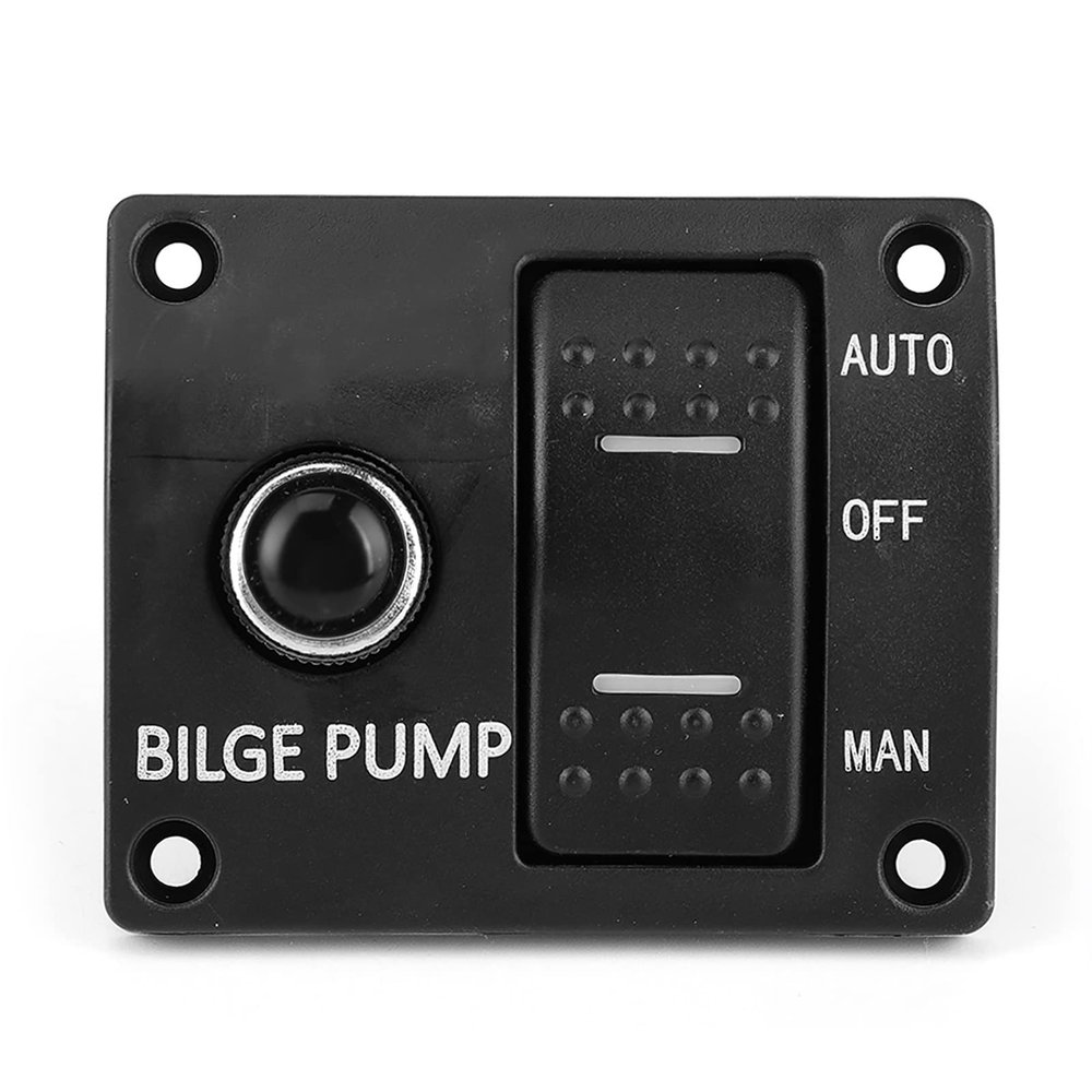 Bilge Pump Switch Panel 3 Way Auto Off Manual 12V 24V LED Indicator Built In 15A Circuit Breaker