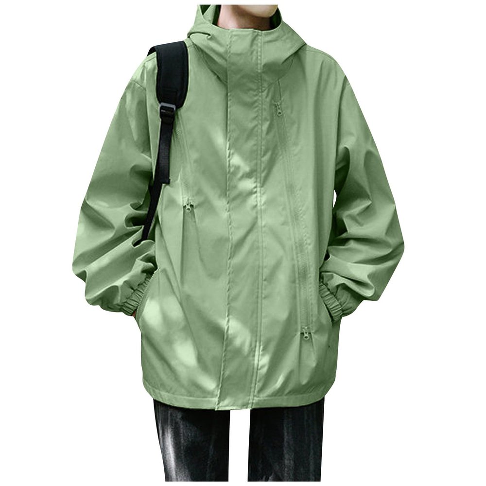Ymosrh Waterproof Jacket, Rain Lightweight Packable Coats Men Jackets with Hood Windbreaker Jacket Mens Jacket Big and Tall Jacket Men's Coats for Breathable Jackets Coat (XXL, Green)