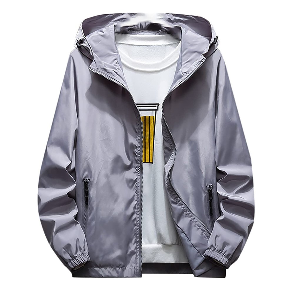 Ymosrh Mens Rain Jacket, Windbreaker Lightweight Packable Jacket Windproof Waterproof Coat Winter Jackets for Men Jackets Big and Tall Jackets Long with Hood Men's Coats Jacket (M, Gray)