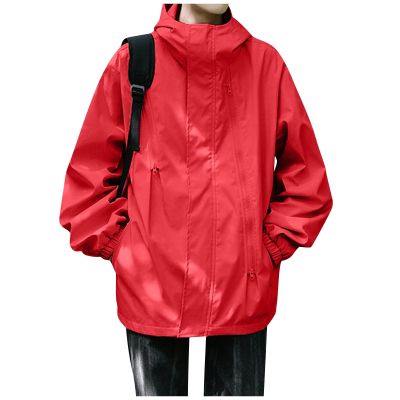 Ymosrh Jacket for Men, Rain Lightweight Packable Coats Men Waterproof Jackets with Hood Windbreaker Coat Techwear Jacket Adults Men's Jacket Mens Raincoat Jackets Work Hoodies Coats (XL, Red)