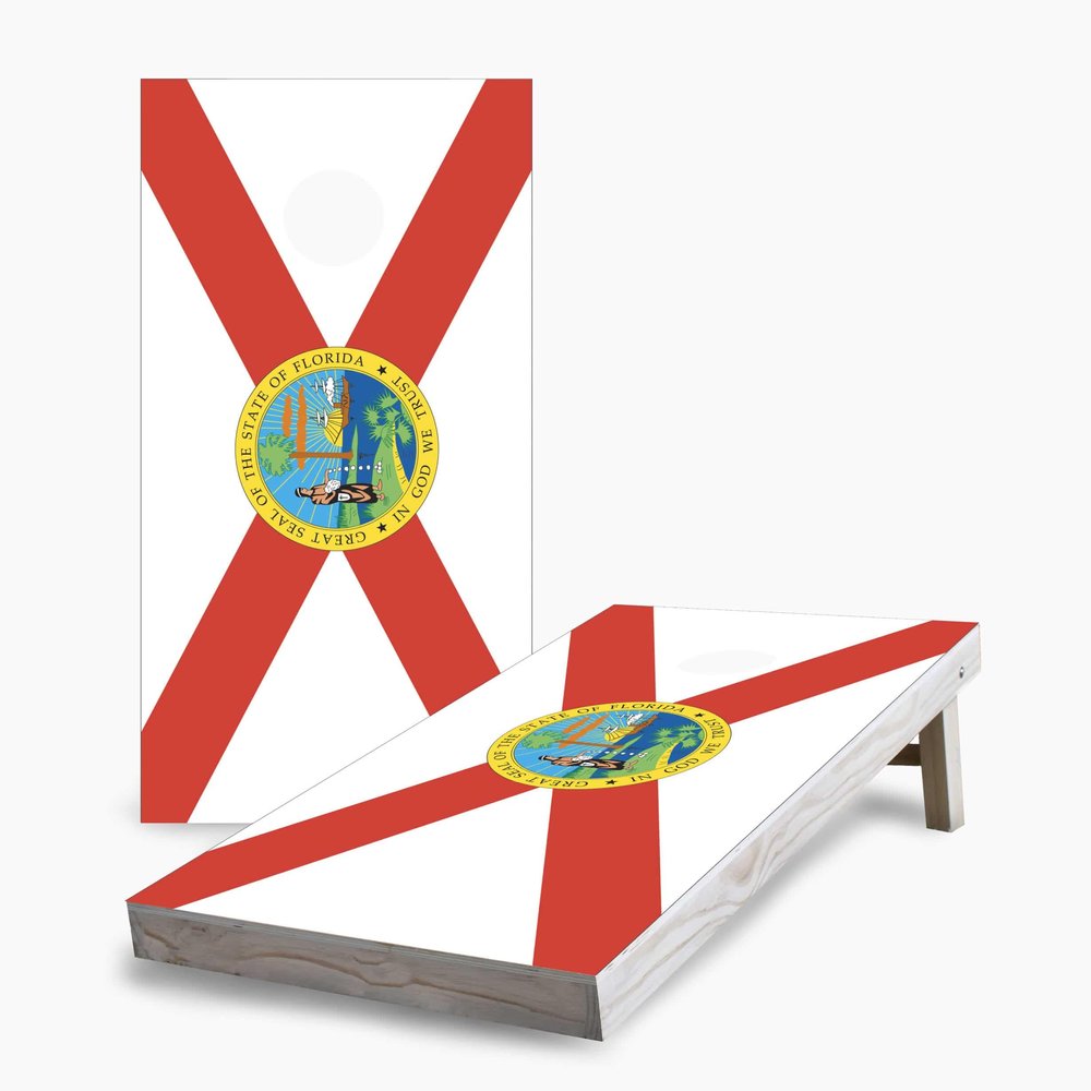 Skip's Garage Florida Flag 2x4 Cornhole Boards - Corn Filled Bags - Include Carry Case