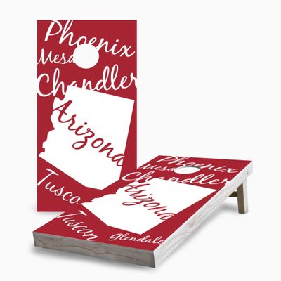 Skip's Garage Arizona State Pride 2x4 Cornhole Boards - All Weather Bags - Include Hole Lights + Score Combo