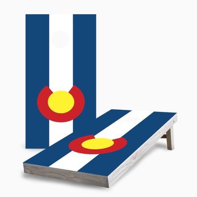 Skip's Garage Colorado Flag 2x4 Cornhole Boards - All Weather Bags - Include Case + Score Combo