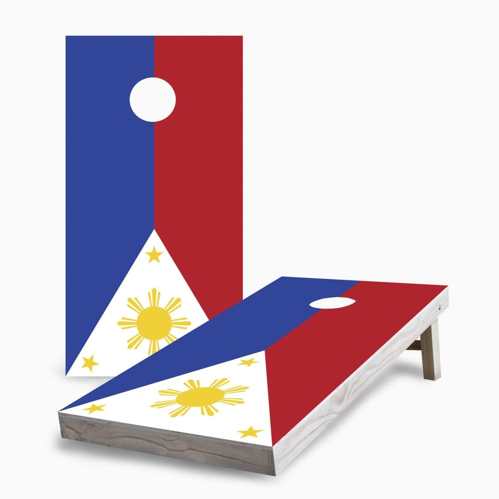 Skip's Garage Philippine Flag 2x4 Cornhole Boards - All Weather Bags - Include Carry Case