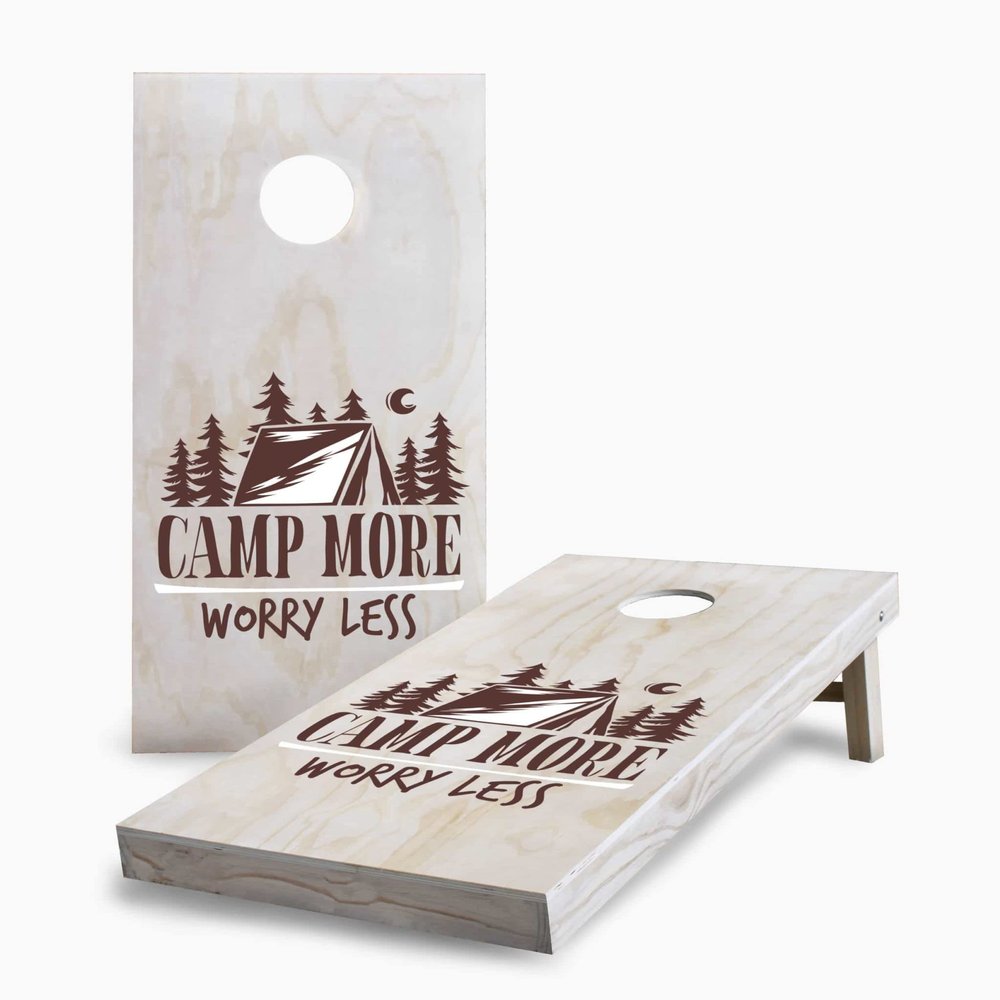 Skip's Garage Camp More Worry Less 2x4 Cornhole Boards - Corn Filled Bags - NO Additional Accessories