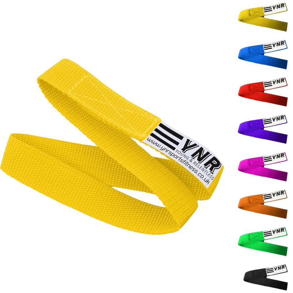 YNR Premium Gymnastic Bar Loops Straps, hand grip, palm protection, guards (32CM, Yellow)
