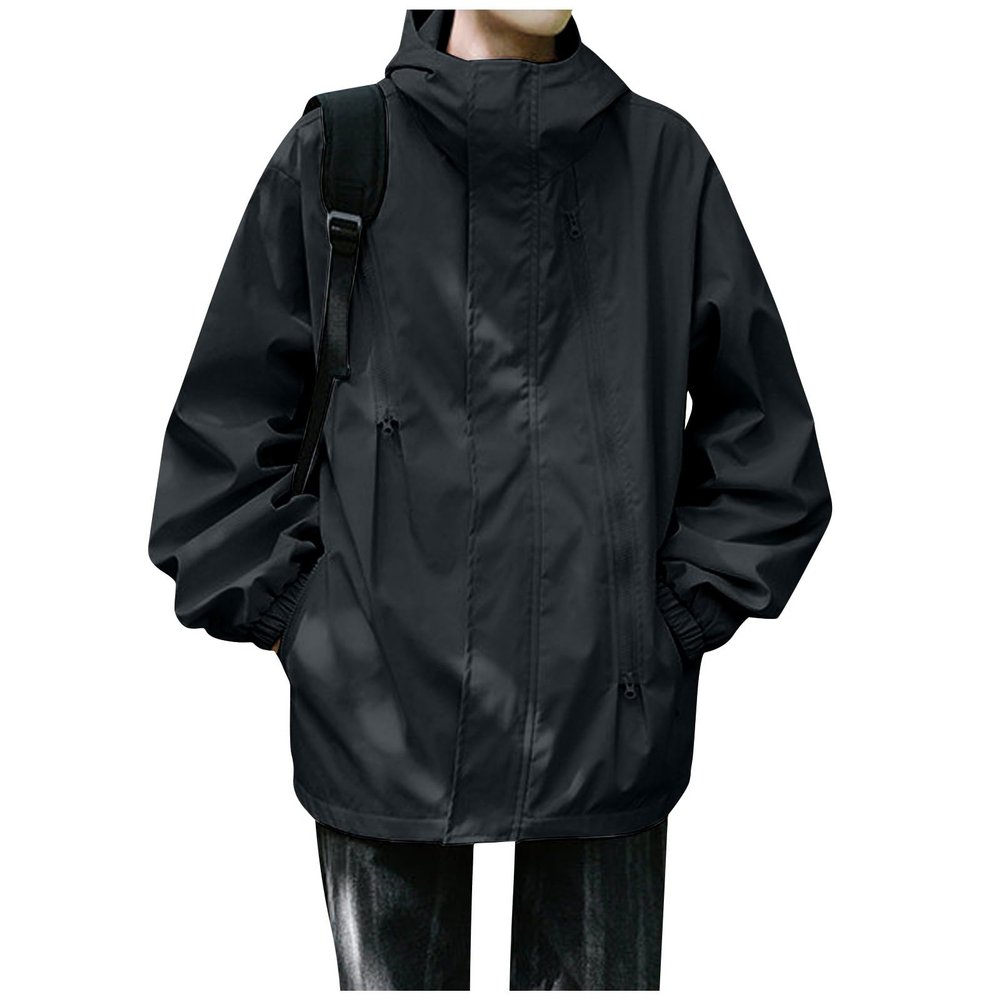Ymosrh Mens Coats and Jackets, Rain Lightweight Packable Coats Men Waterproof Jackets with Hood Windbreaker Jacket Big Tall Coats Jacket Coats for Jacket Men's Coat Jackets (M, Black)