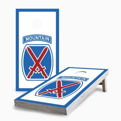 Skip's Garage 10th Mountain Division 2x4 Cornhole Boards - Corn Filled Bags - Include Carry Case