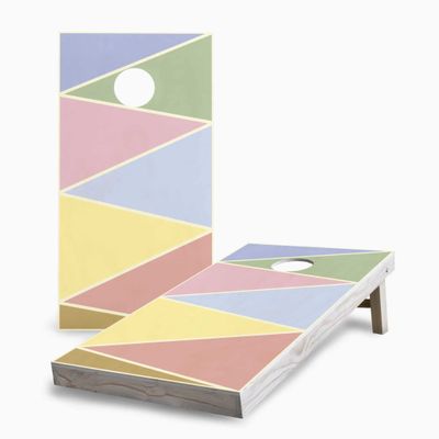 Skip's Garage Color Triangles 2x4 Cornhole Boards - Corn Filled Bags - Include Hole Lights