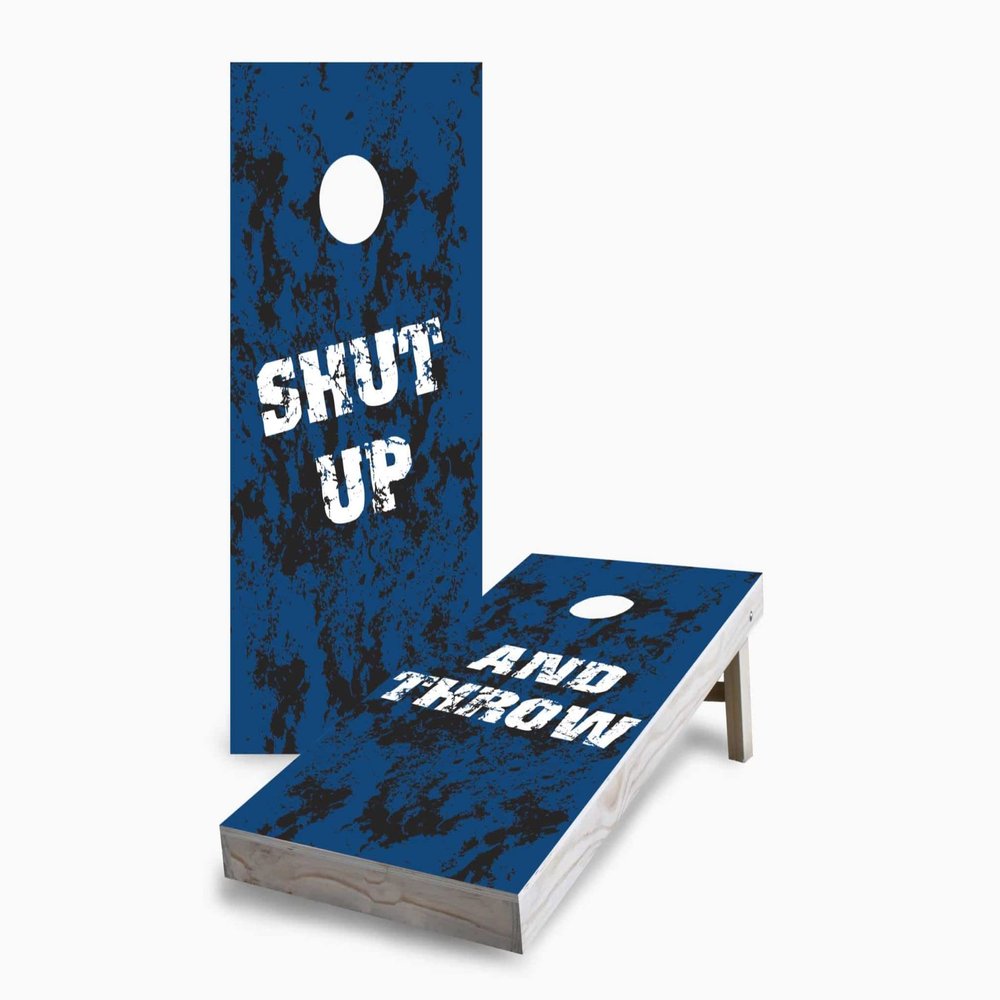 Skip's Garage Shut Up and Throw 2x4 Cornhole Boards - Corn Filled Bags - Include Case + Hole Lights