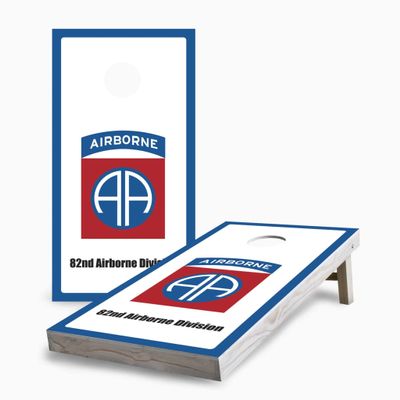 Skip's Garage 82nd Airborne Division 2x4 Cornhole Boards - Corn Filled Bags - Include Case + Edge Lights + Score