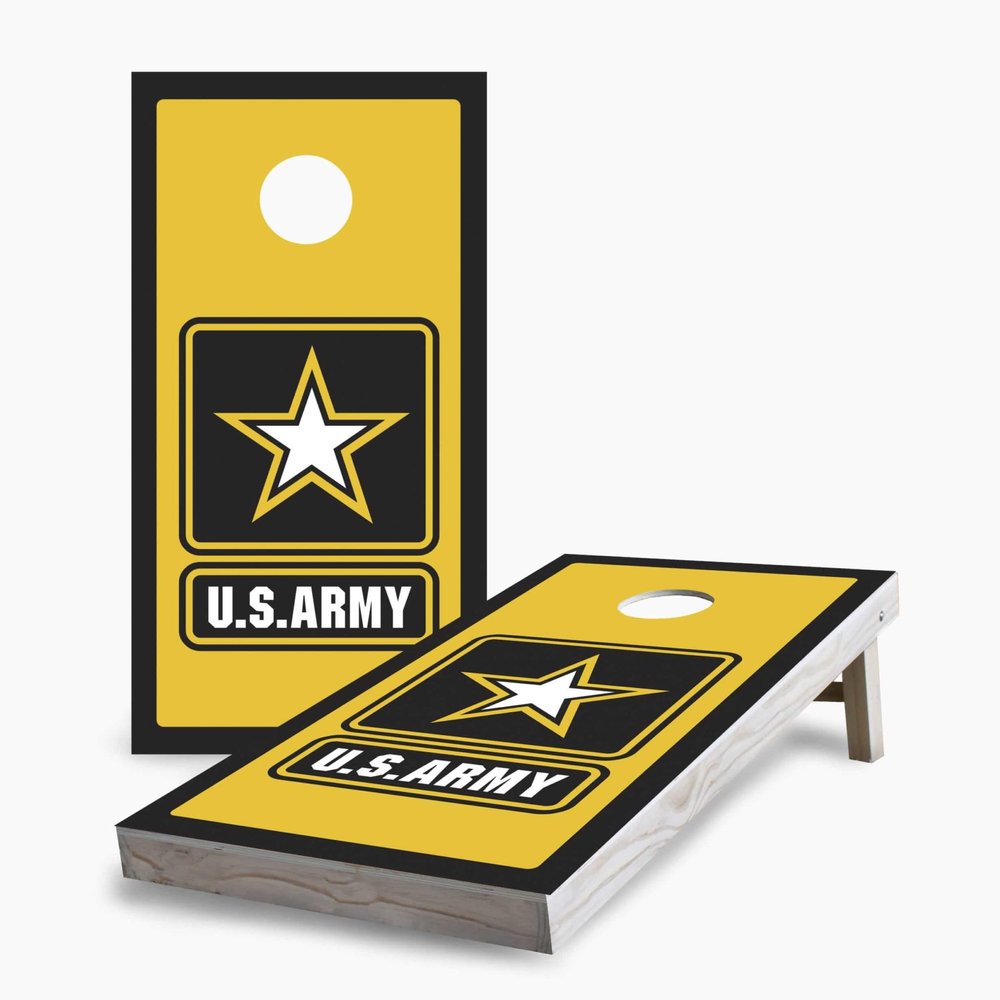 Skip's Garage U.S. Army 2x4 Cornhole Boards - All Weather Bags - Include Case + Score Combo