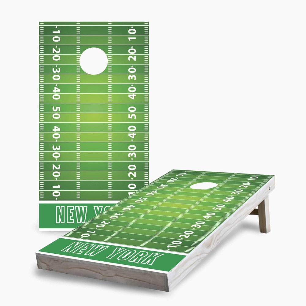 Skip's Garage New York #2 Themed 2x4 Cornhole Boards - All Weather Bags - Include Edge Lights + Score Combo