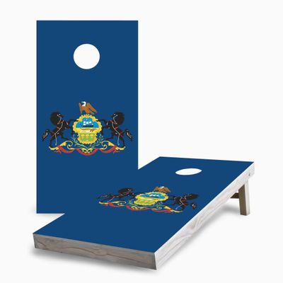 Skip's Garage Pennsylvania Flag 2x4 Cornhole Boards - All Weather Bags - Include Edge Lights